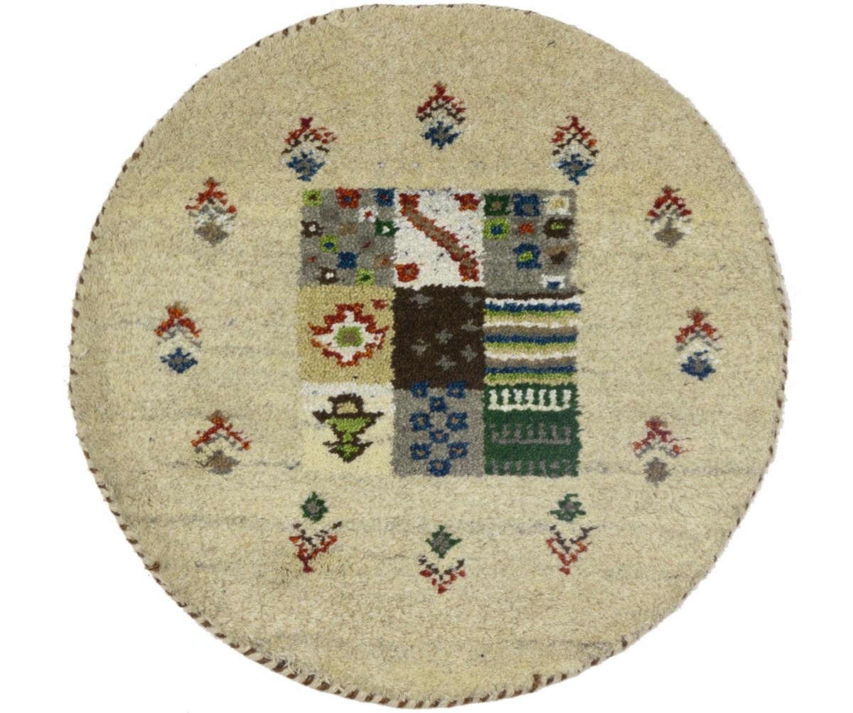 Cream Tribal 2X2 Indo-Gabbeh Oriental Round Rug