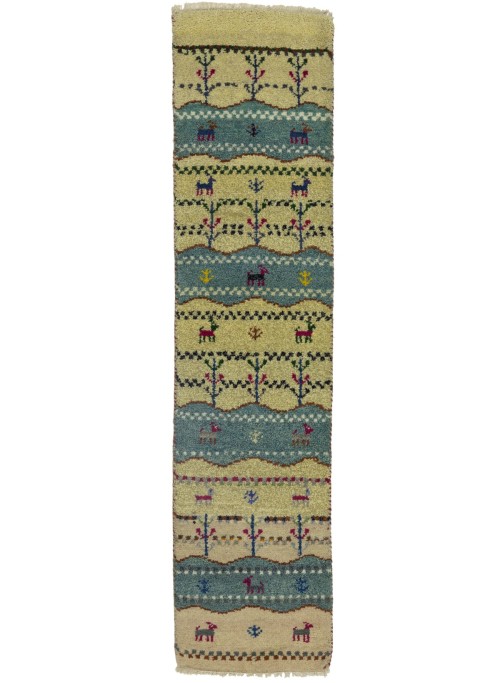 Cream Tribal 1'5X5'9 Indo-Gabbeh Oriental Runner Rug