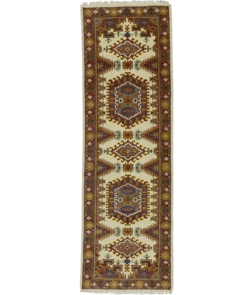 Cream Tribal 3X10 Indo-Viss Oriental Runner Rug