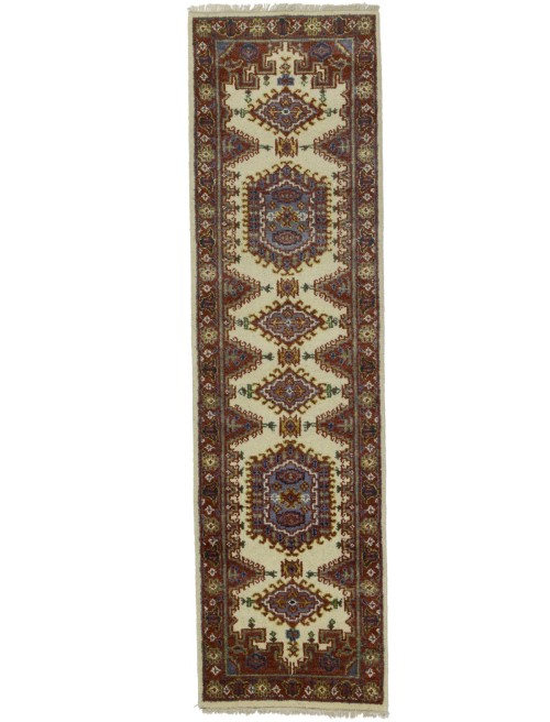 Cream Tribal 2'7X9'5 Indo-Viss Oriental Runner Rug