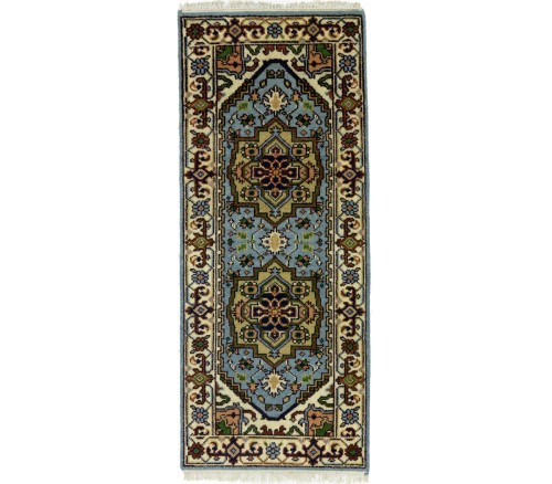 Light Blue Geometric 3X6 Heriz Serapi Oriental Rug