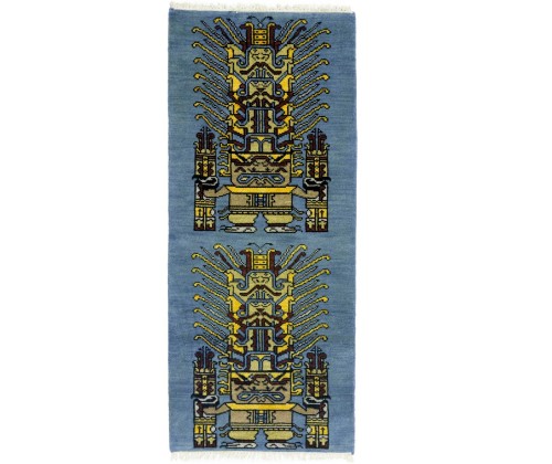 Blue Pictorial Tribal 3X6 Oriental Rug