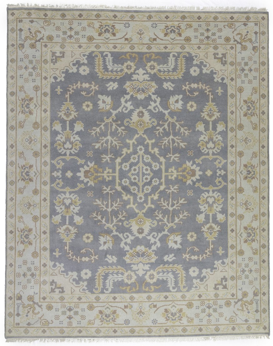 Gray Floral 8X10 Oushak Chobi Oriental Rug