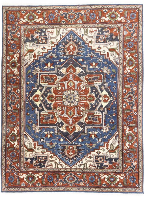 Gray Geometric 9X12 Heriz Serapi Oriental Rug