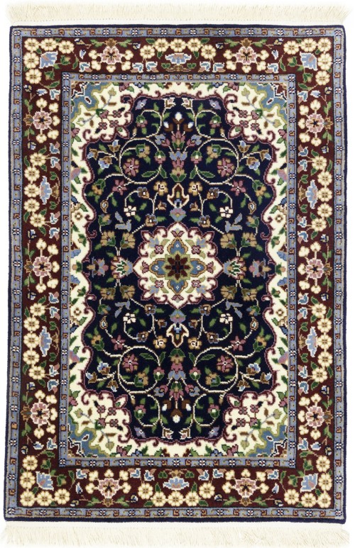 Navy & Maroon Floral 3X4 Kirman Oriental Rug