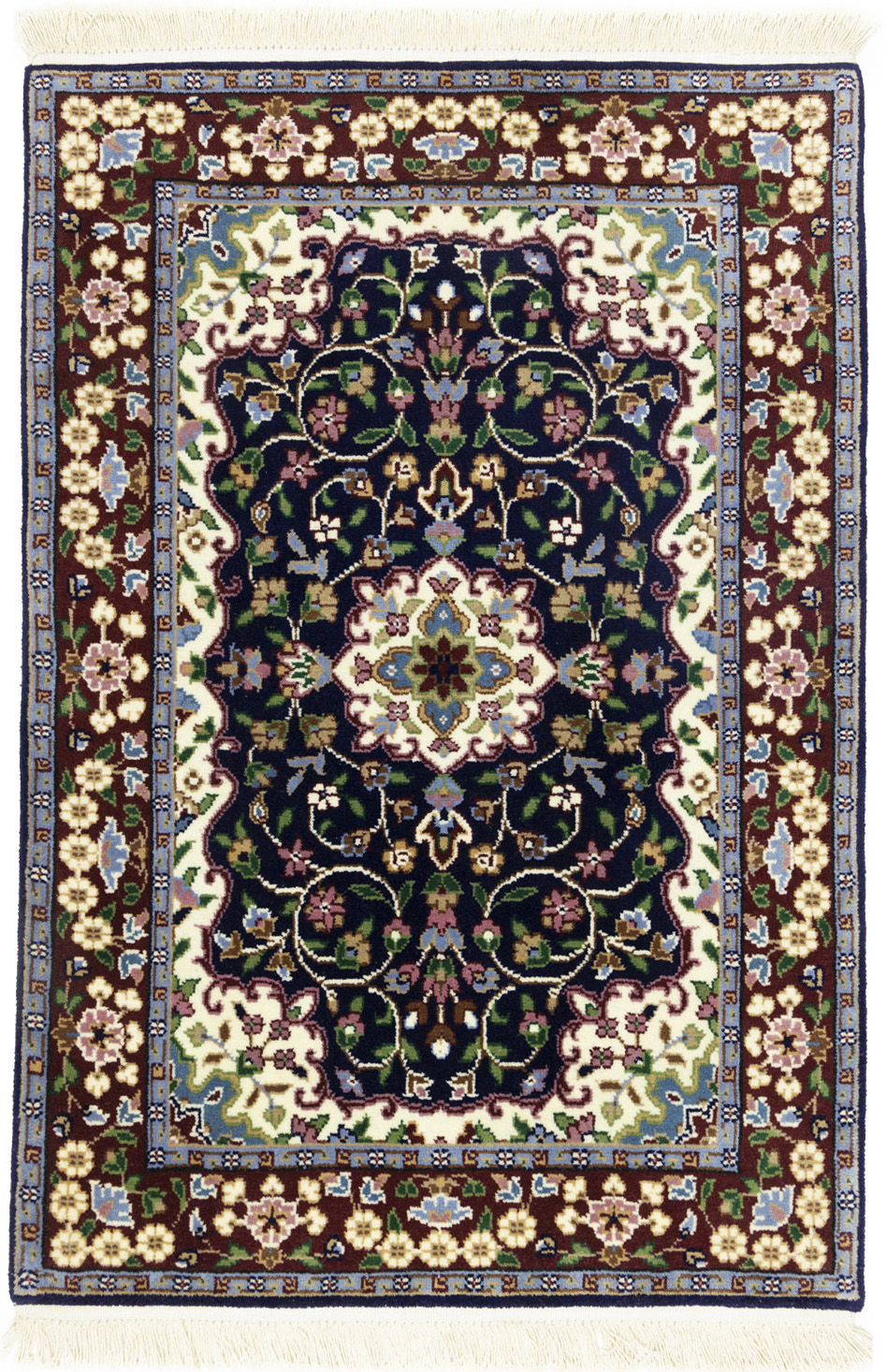 Navy & Maroon Floral 3X4 Kirman Oriental Rug