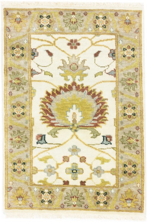 Cream Floral Osh Chobi 2X3 Peshawar Oriental Rug