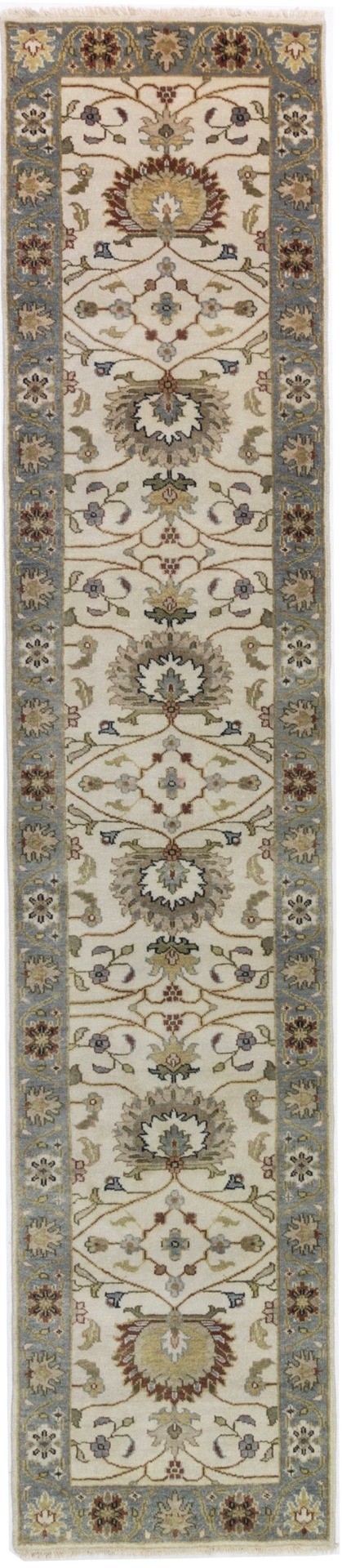 Cream Floral Osh Chobi 3X12 Peshawar Oriental Runner Rug