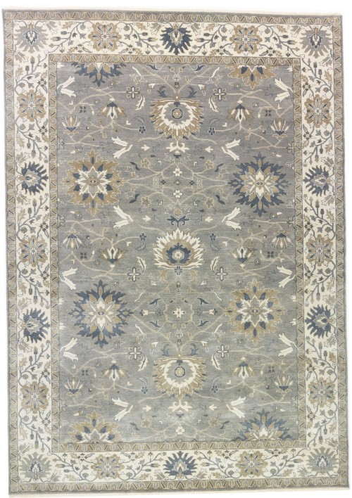 Taupe Floral Osh Chobi 10X14 Peshawar Oriental Rug