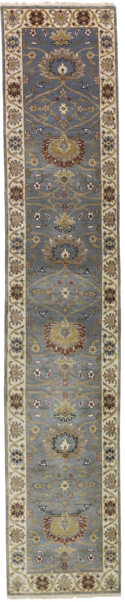 Blue-gray Floral Osh Chobi 2'5X12 Peshawar Oriental Runner Rug