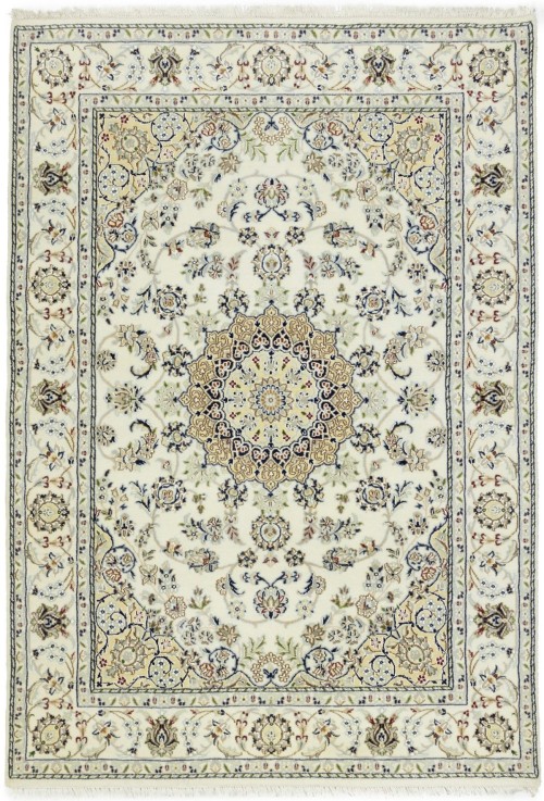 Cream Floral 5X7 Indo-Nain Oriental Rug