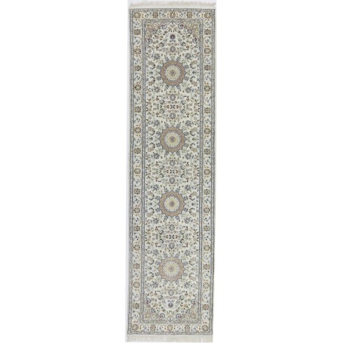 Cream Floral 3X10 Indo-Nain Oriental Runner Rug