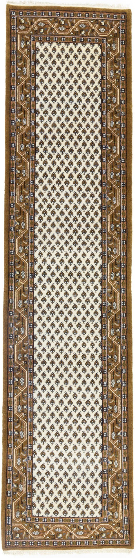 Cream Floral 3X11 Indo Botemir Oriental Runner Rug