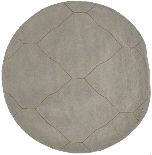 Beige Geometric Modern 4X4 Hand-Tufted Round Rug