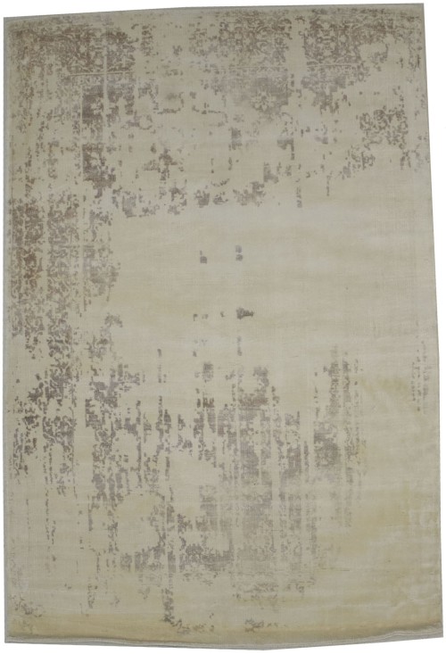 Distressed Cream Floral 4X6 Hand-Loomed Modern Rug