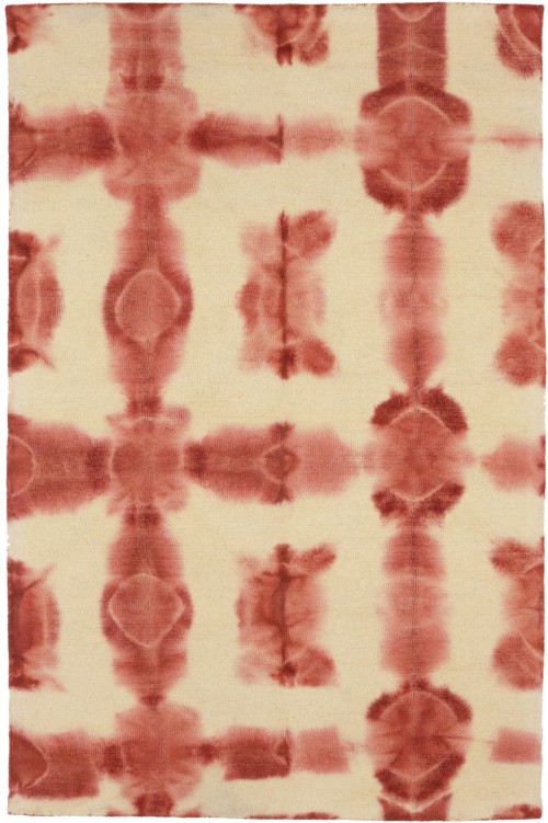 Rusty Red Cream Tie-Dye 5X8 Hand-Tufted Modern Rug