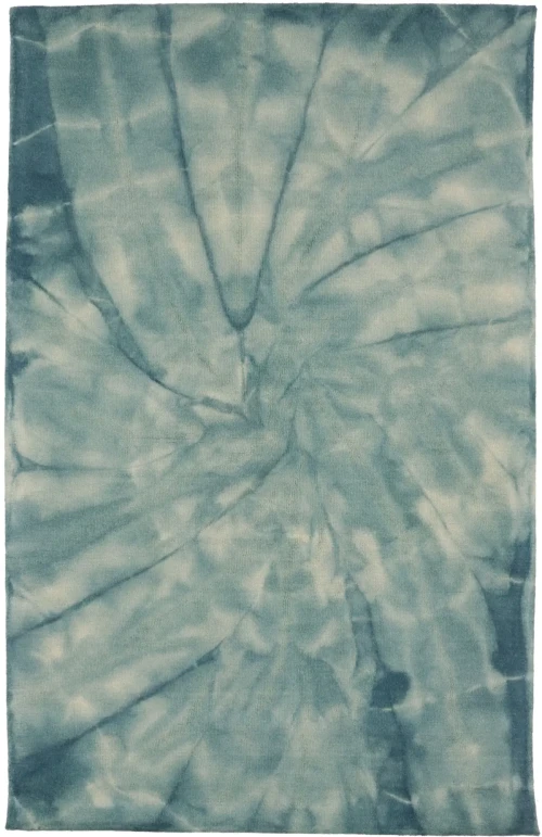 Dark Teal Tie-Dye 5X8 Hand-Tufted Modern Rug