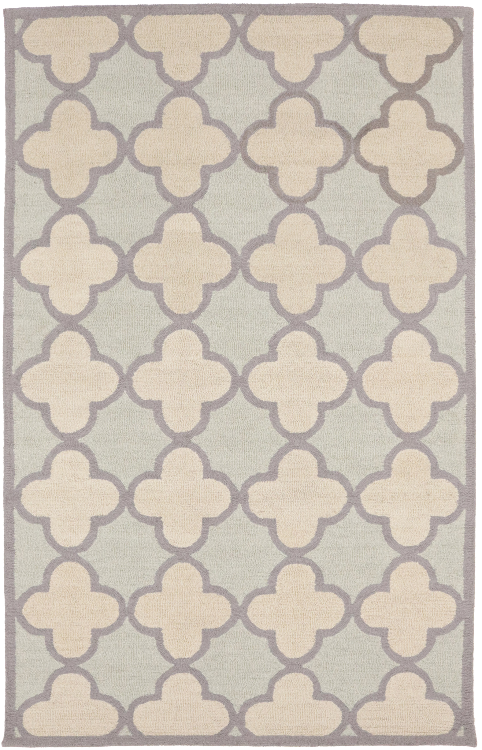 Cream & Mauve Trellis 5X8 Hand-Tufted Modern Rug