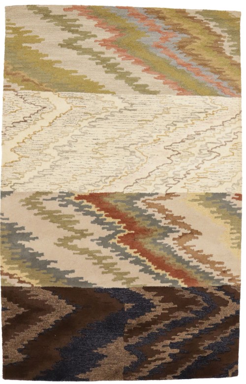 Multicolored Abstract 5X8 Hand-Tufted Modern Rug