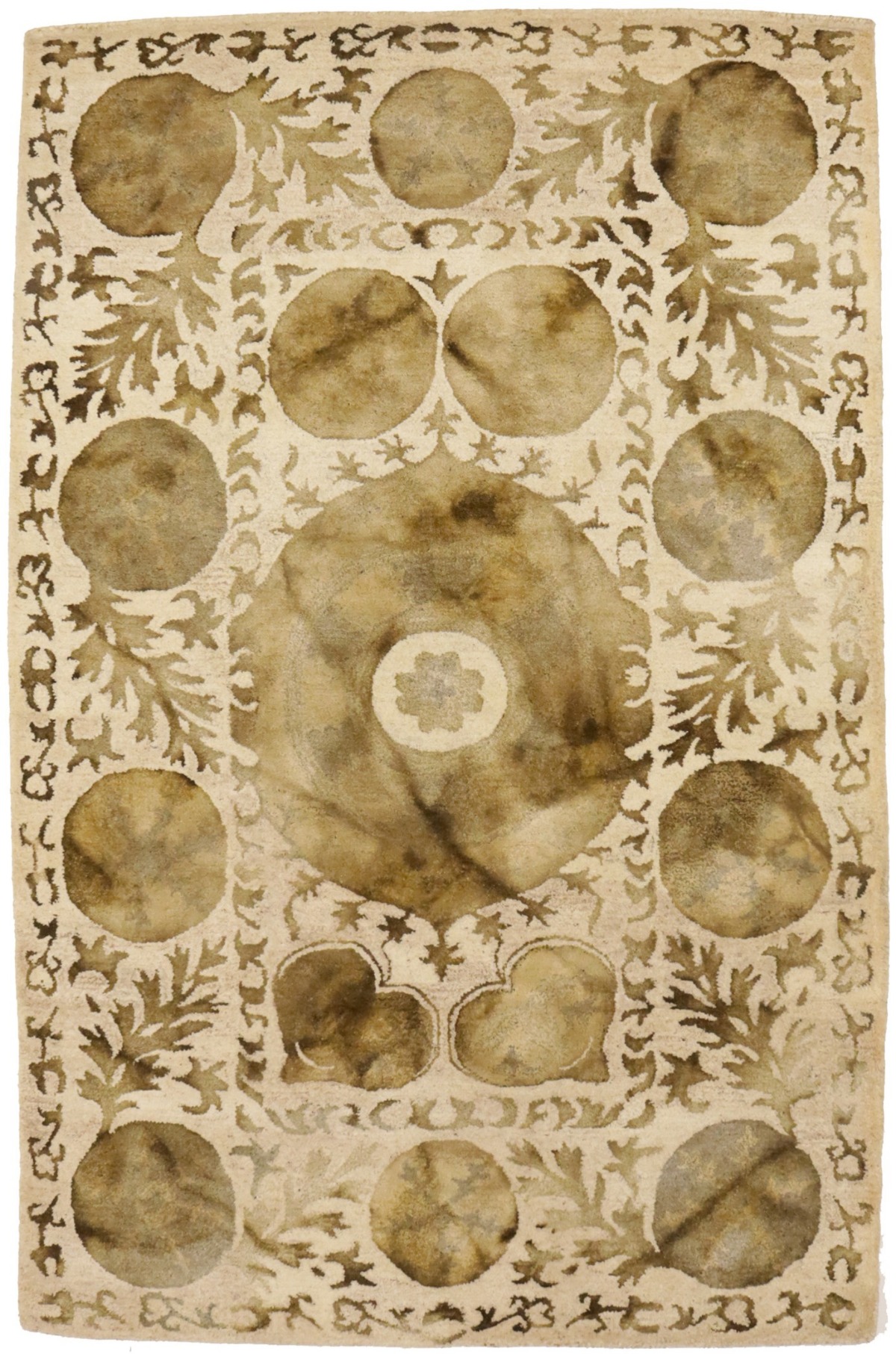 Cream & Brown Abstract 5X8 Hand-Tufted Modern Rug