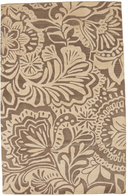 Brown & Cream Floral 5X8 Hand-Tufted Modern Rug