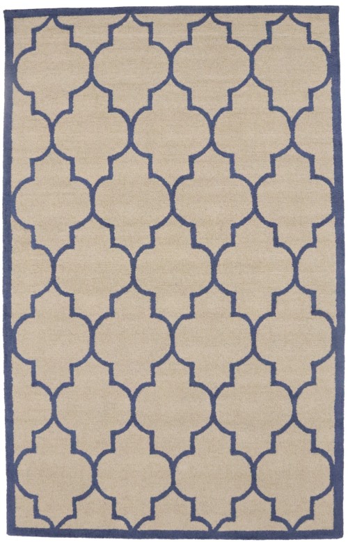 Cream & Purple-navy Trellis 5X8 Hand-Tufted Modern Rug