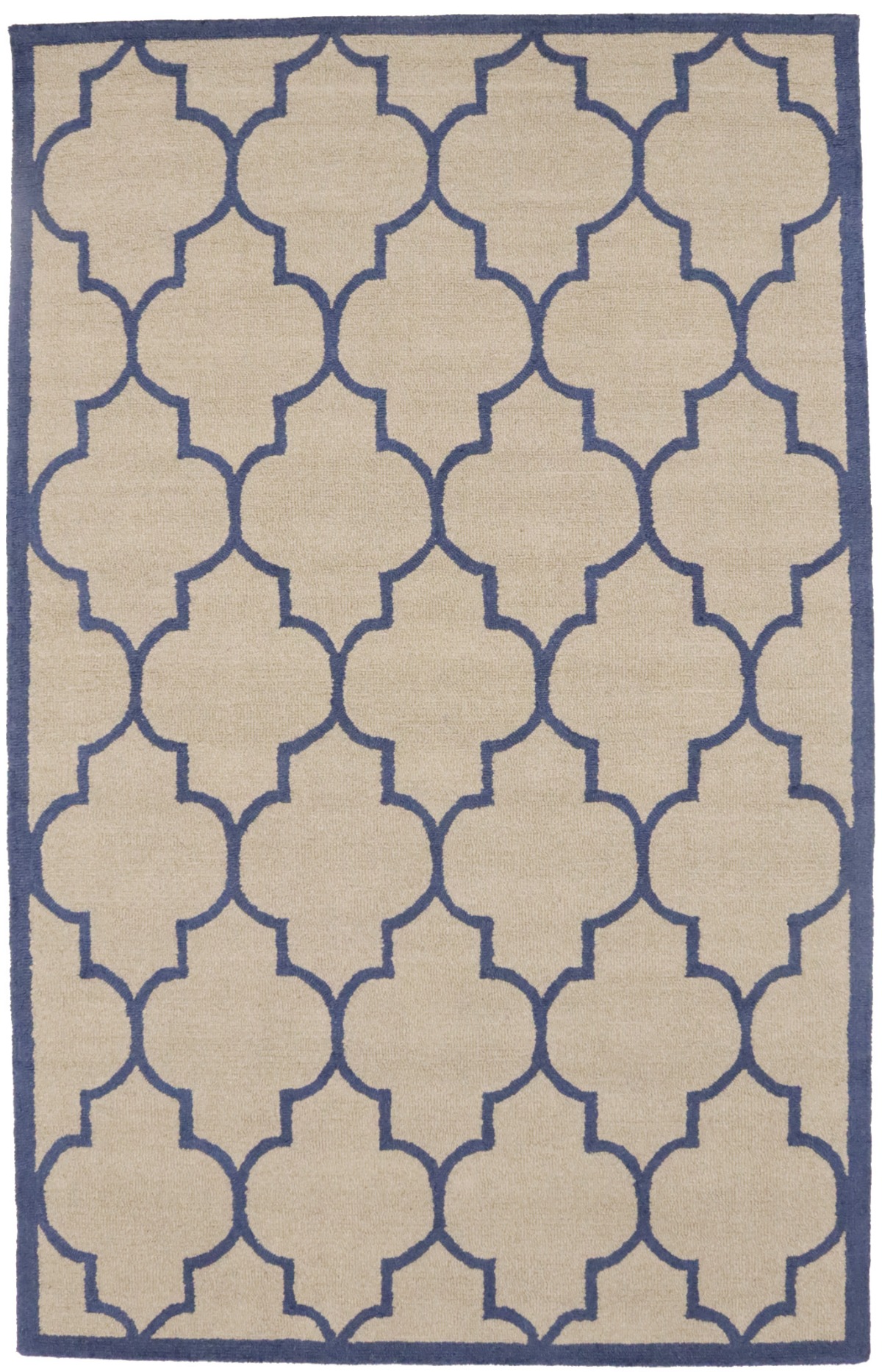 Cream & Purple-navy Trellis 5X8 Hand-Tufted Modern Rug