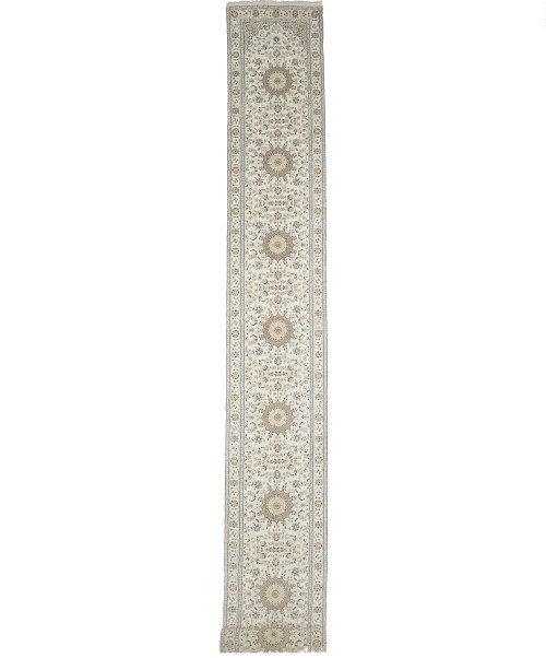 Cream Floral 3X23 Indo-Nain Oriental Runner Rug