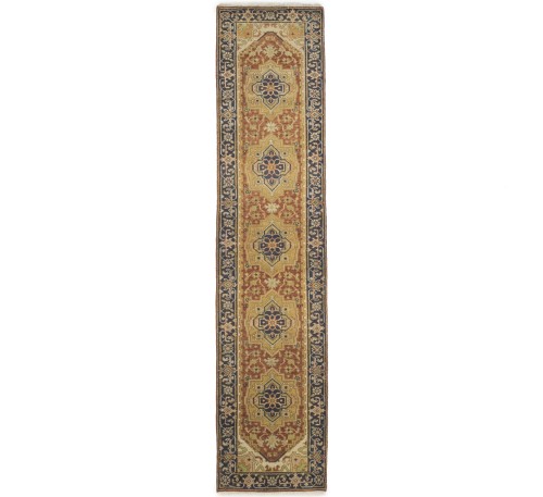 Rusty Red Floral 3X12 Heriz Serapi Oriental Runner Rug