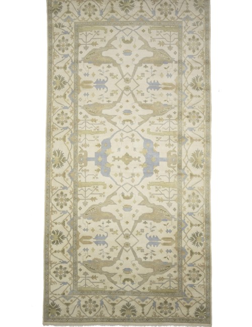 Cream Floral 9X18 Oushak Oriental Rug