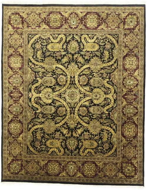 Black Floral 8X10 Indo-Tabriz Oriental Rug