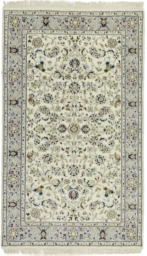 Cream Floral 3X5 Indo-Nain Oriental Rug