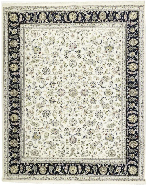 Cream Floral 8X10 Indo-Nain Oriental Rug