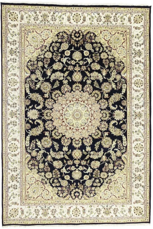 Cream Floral 7X10 Indo-Nain Oriental Rug