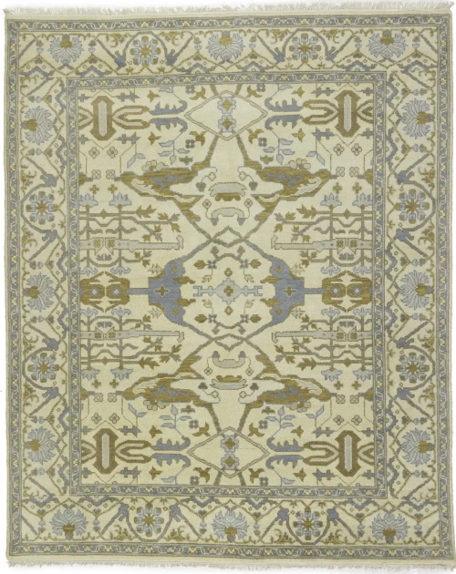 Cream Floral 8X10 Oushak Oriental Rug