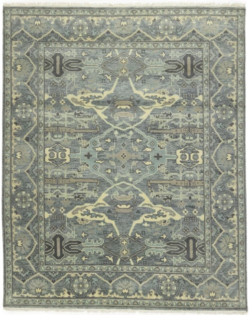 Muted Gray Floral 8X10 Traditional Oushak Oriental Rug