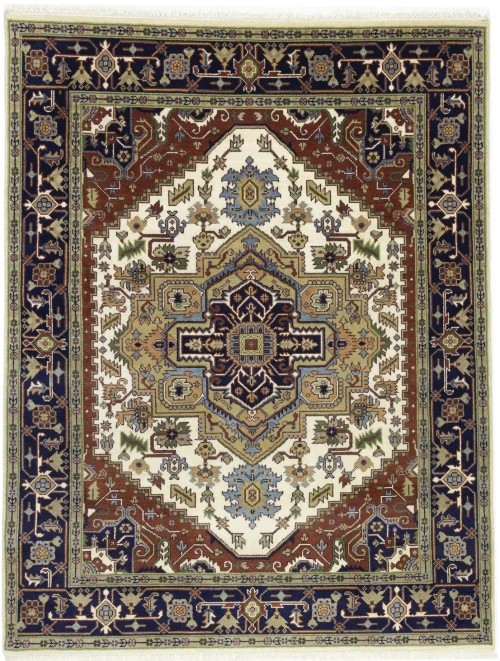 Cream Floral 8X10 Heriz Serapi Oriental Rug