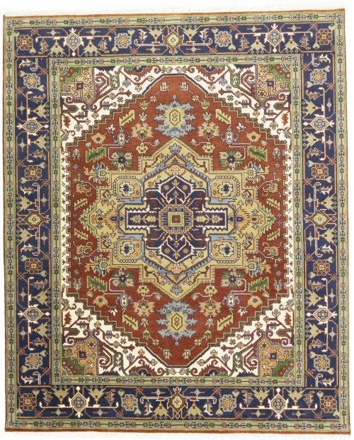 Rusty Red Geometric 8X10 Heriz Serapi Oriental Rug