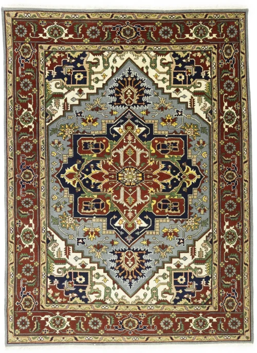 Light Gray Geometric 9X12 Heriz Serapi Oriental Rug