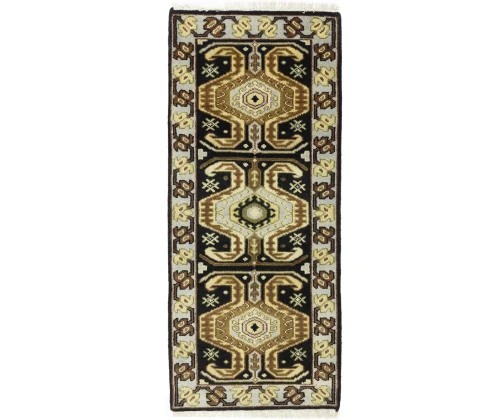 Charcoal Geometric 3X6 Traditional Serapi Oriental Rug