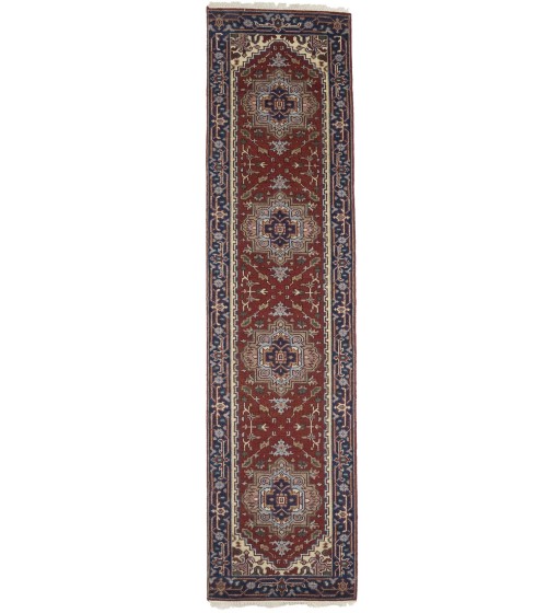 Rusty Red Floral 3X10 Heriz Serapi Oriental Runner Rug