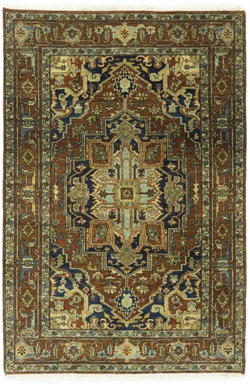 Rust Orange Floral Tribal 4X6 Heriz Serapi Oriental Rug