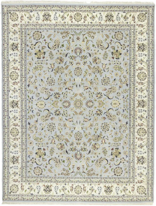 Light Blue-gray Floral 8X10 Indo-Nain Oriental Rug