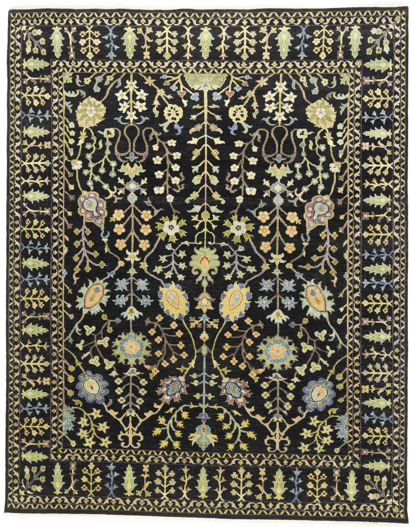 Black Floral 8X10 Osh Chobi Oriental Rug