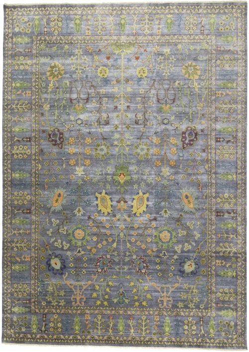 Silver Gray Floral 10X14 Osh Chobi Oriental Rug