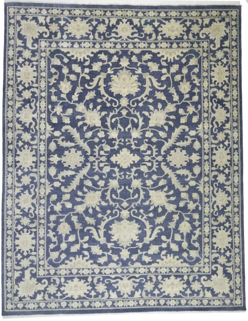 Muted Slate Blue Floral 12X15 Transitional Oriental Rug