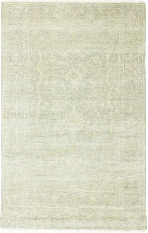 Muted Green Floral 4X6 Transitional Oriental Rug