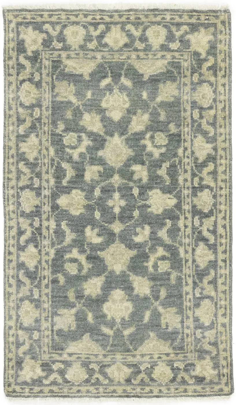 Muted Dark Slate Floral 3X5 Transitional Oriental Rug