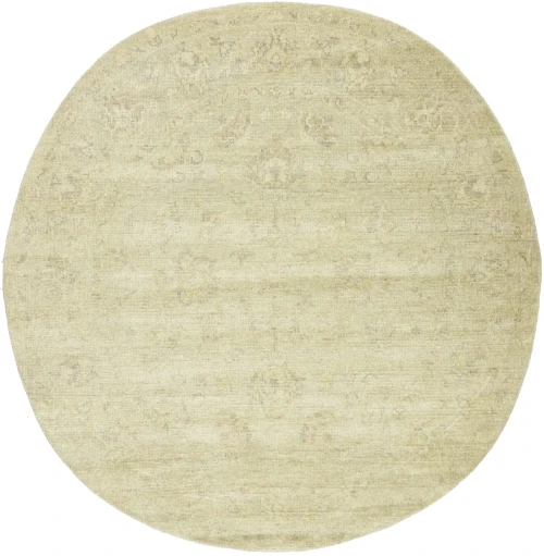 Muted Beige Floral 6X6 Transitional Oriental Round Rug