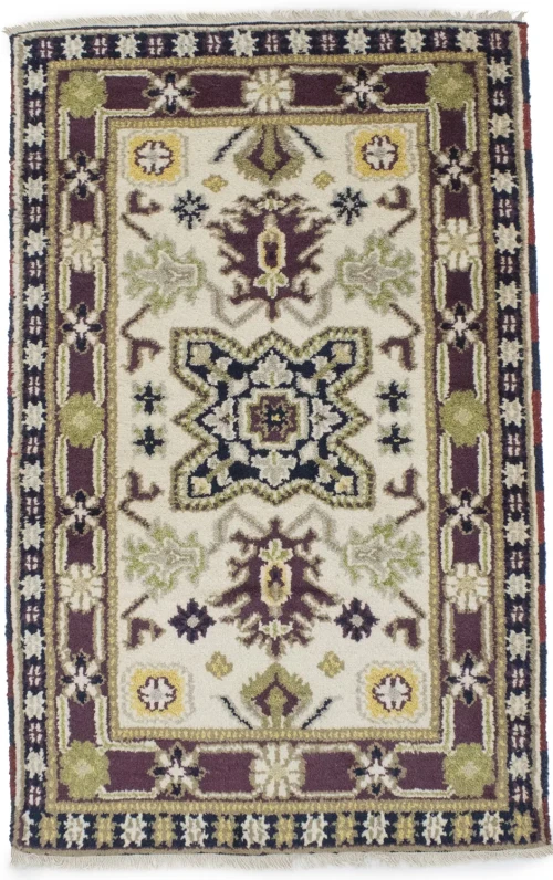 Cream Geometric Tribal 3X5 Kazak Oriental Rug